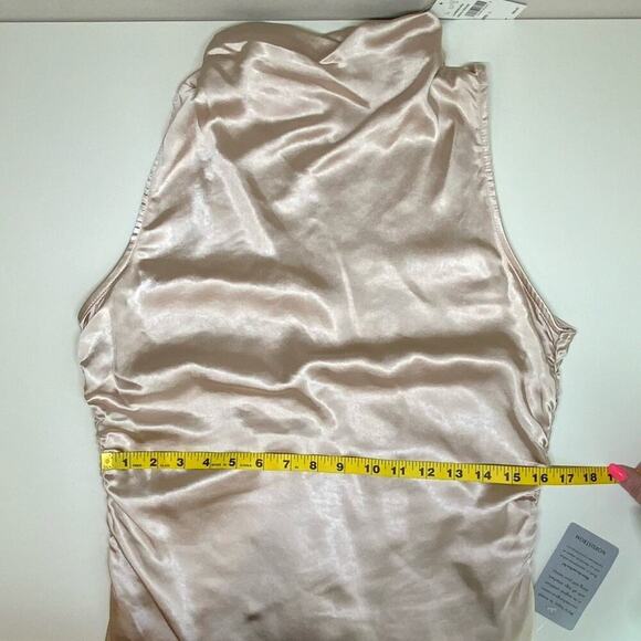 NWT | LUSH | Mock Neck Satin Midi Dress | Irish Cream | Large - Picture 12 of 14